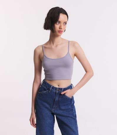 Blusa Musculosa Cropped en Algodón con Breteles Finos 2