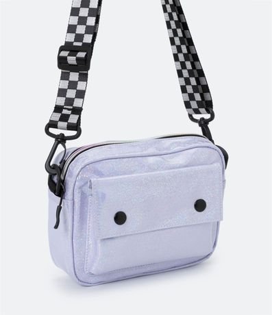 Bolso Rectangular Infantil Brillante con Correa Cuadriculada