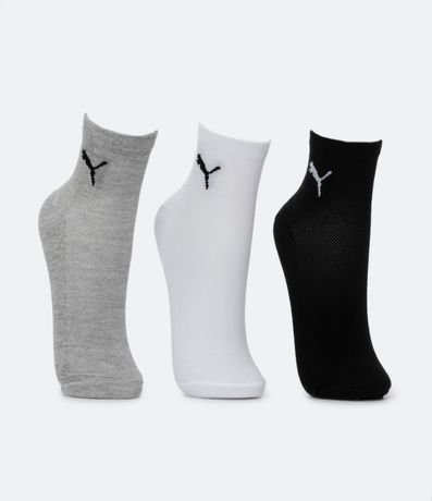 Kit 03 Medias Deportivas Caño Mediano con Estampado Puma 2