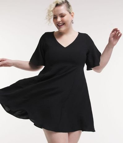 Vestido Corto en Crepé con Manga Amplia Curve & Plus Size