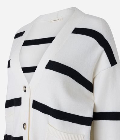 Cardigan en Punto con Abotonado Delantero y Estampado Rayado 6
