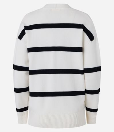 Cardigan en Punto con Abotonado Delantero y Estampado Rayado 7