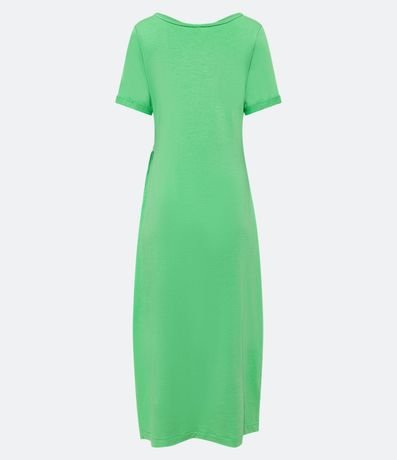 Vestido Largo en Viscosa con Manga Corta con Lazo y Abertura Laterales 8