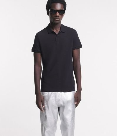 Polo Slim en Media Malla con Botones y Textura Acanalada 1