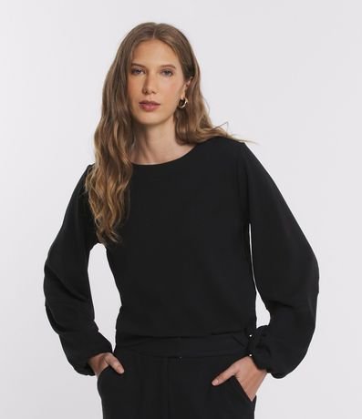 Blusa en Suedine con Recortes en la Manga y Puño con Ajuste 1
