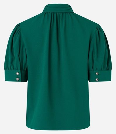 Blusa Manga Abullonada en Crepé con Cuello Alto con Botones 6