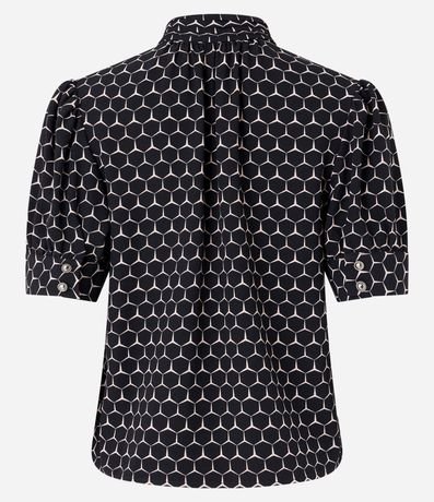 Blusa Manga Abullonada en Crepé con Estampado Geométrico 2