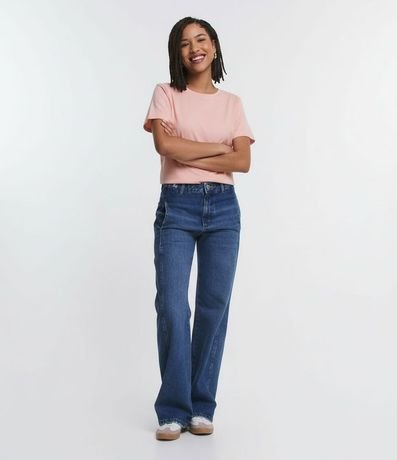 Blusa Alargada Básica en Algodón con Cuello Redondo y Manga Corta 6