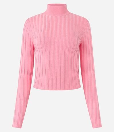 Blusa de Punto Acanalado con Cuello Alto y Manga Larga 6