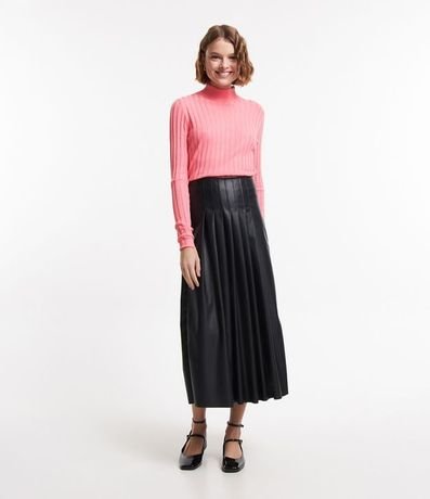 Blusa de Punto Acanalado con Cuello Alto y Manga Larga 2