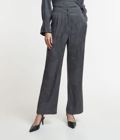 Pantalón Recto en Jacquard con Pliegues y Estampado en Cobra 2