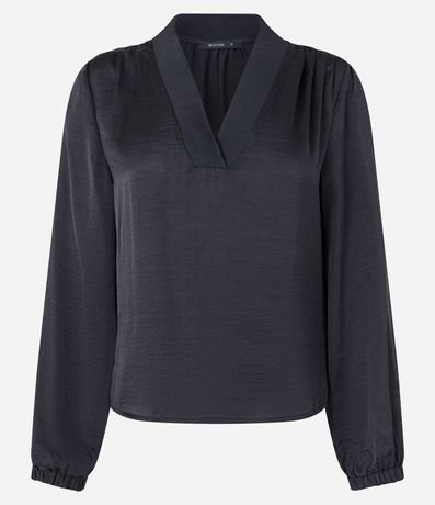 Blusa Acetinada con Escote V y Mangas Bufantes 6