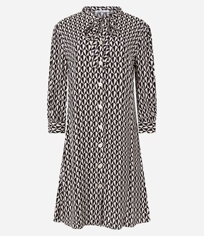 Vestido Midi en Viscosa con Lazo en el Cuello y Estampa Geométrica 5