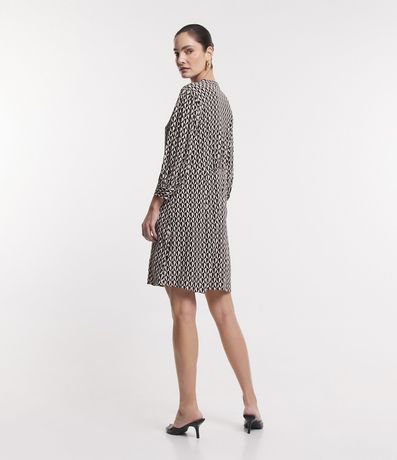 Vestido Midi en Viscosa con Lazo en el Cuello y Estampa Geométrica 3