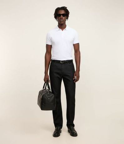 Polo Slim en Media Malla con Botones y Textura Acanalada