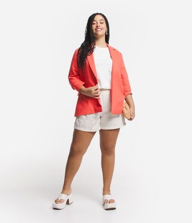 Blazer en Lino con Solapas Curve & Plus Size 2