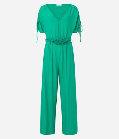 Mono Pantalona en Crepé con Detalles Fruncidos y Cinturón Cuerda 5
