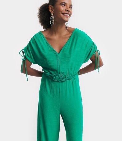 Mono Pantalona en Crepé con Detalles Fruncidos y Cinturón Cuerda 2