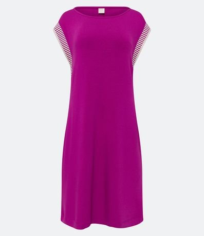 Vestido Midi en Viscosa con Sisa de Punto Rayado