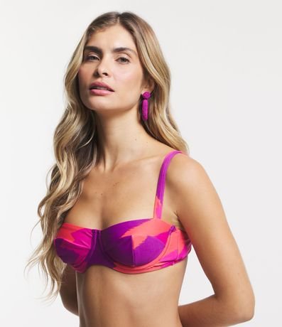 Bikini Top Media Copa en Poliamida Estampada Manchas 1