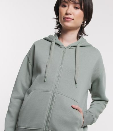 Buzo en Algodón con Capucha y Abertura Frontal con Cremallera 3