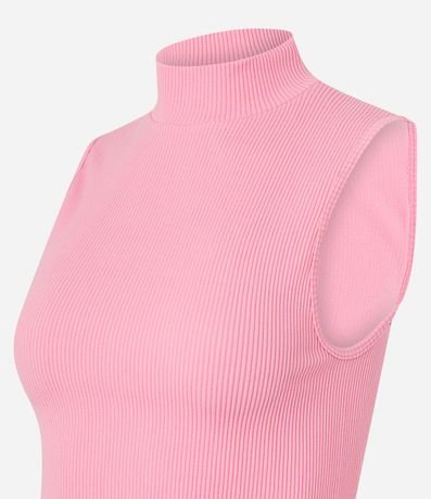Blusa Musculosa en Poliamida Acanalada con Cuello Alto 6