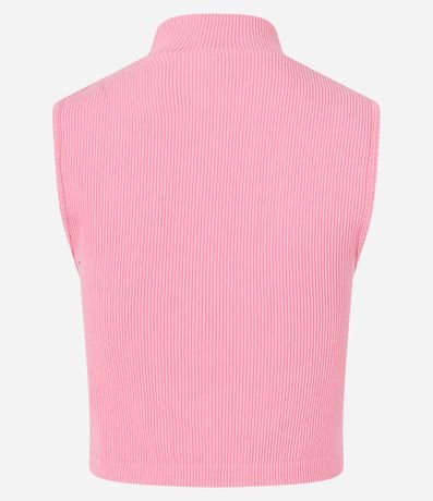 Blusa Musculosa en Poliamida Acanalada con Cuello Alto 7