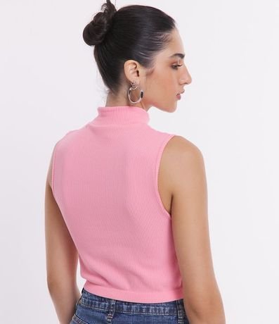 Blusa Musculosa en Poliamida Acanalada con Cuello Alto 3