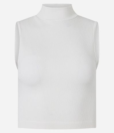 Blusa Musculosa en Poliamida Acanalada con Cuello Alto 5
