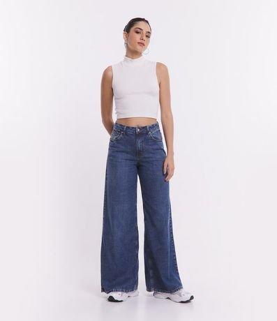 Blusa Musculosa en Poliamida Acanalada con Cuello Alto 2