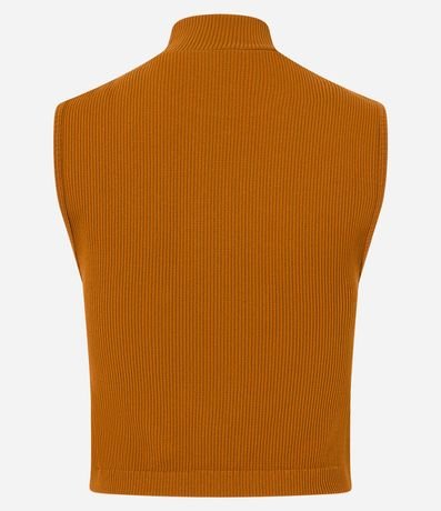 Blusa Musculosa en Poliamida Acanalada con Cuello Alto 8