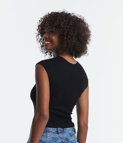 Blusa Sin Manga en Rib con Textura de Rayas 3