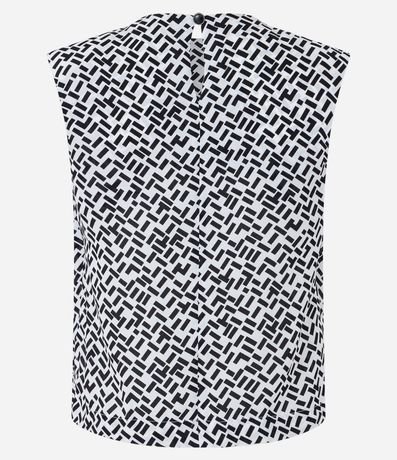 Blusa sin Manga en Crepé con Hombrera y Estampa Geométrica 2