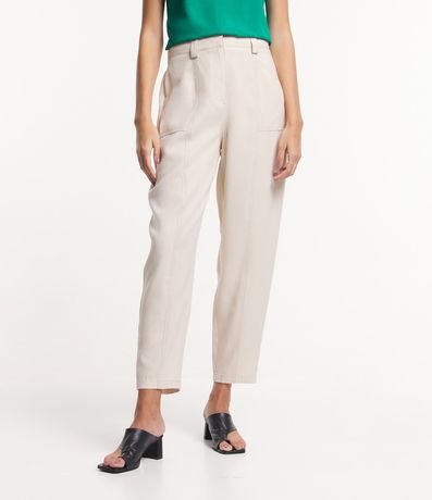 Pantalón Recto en Viscosa con Detalles en Pespuntos Contrastantes 2