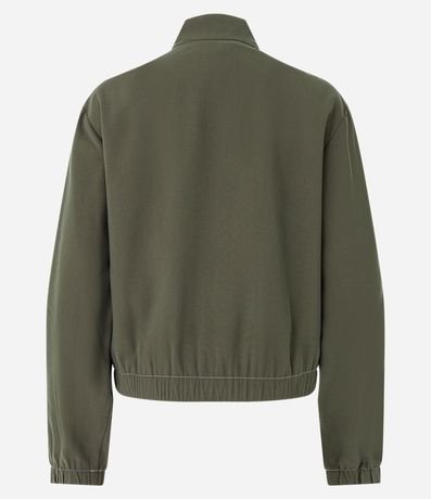 Campera Bomber en Viscosa con Bolsillos Solapa y Pespuntos Contrastantes 7