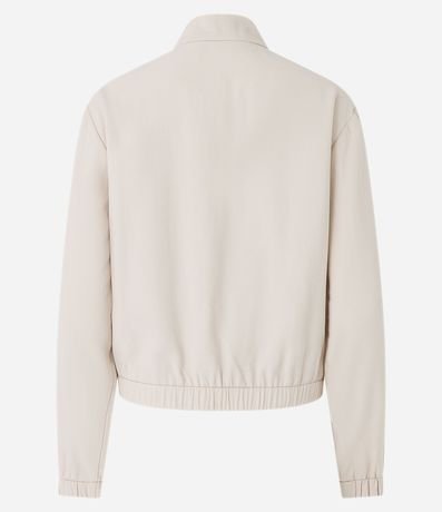 Campera Bomber en Viscosa con Bolsillos Solapa y Pespuntos Contrastantes 8