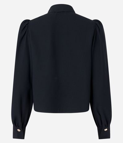 Camisa en Crepé con Botón Diferenciado y Manga Abullonada 7