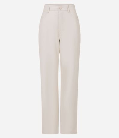 Pantalón Recto en PU con Cierre en Botón Delantero 5