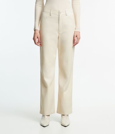 Pantalón Recto en PU con Cierre en Botón Delantero 2