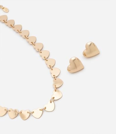 Conjunto Caravana y Collar en Metal con Corazones 2