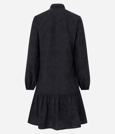 Vestido Chemise Corto en Laise con Mangas Abullonadas 2