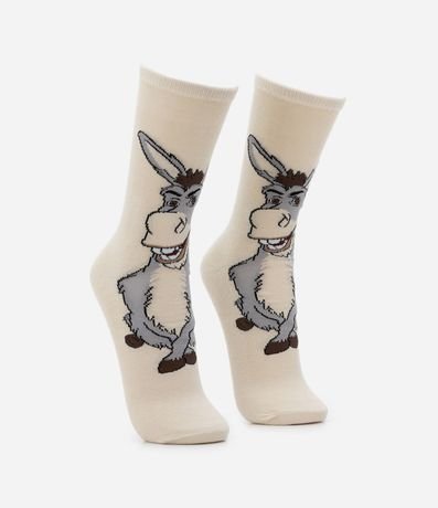 Media Caña Larga en Algodón con Estampa Burro de Shrek 2