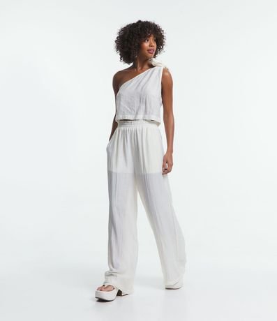 Pantalón Pantalona Acetinada con Cintura Elástica