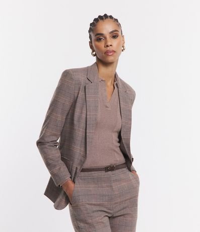 Blazer Sastrería con Boton Unico y Estampa de Cuadros 1