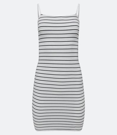 Vestido Corto de Algodón Rayado con Breteles Finos