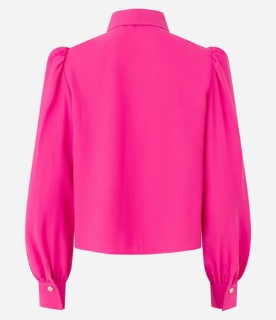 Camisa en Crepé con Botón Diferenciado y Manga Abullonada 9