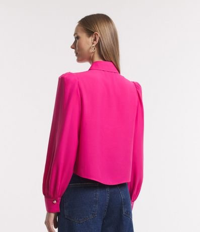 Camisa en Crepé con Botón Diferenciado y Manga Abullonada 3