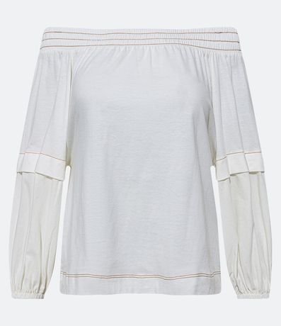 Blusa Hombros Descubiertos en Viscosa con Costura Aparente 1