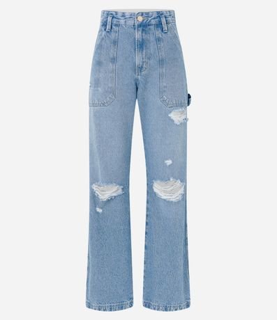 Pantalón años 90 en Jeans con Deshilachados y Bolsillo Carpintero 1