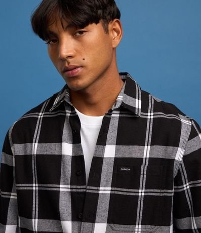 Camisa en Franela de Cuadros con Bolsillos y Botones Delanteros 3